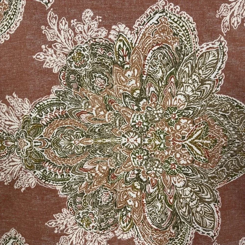 Pottery Barn Pillow Covers 2 Piece Linen Blend 24X24 Brown Floral Medallion BoHo